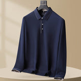 Men's Plus Size Loose Casual Cotton Long-sleeved Polo Shirt