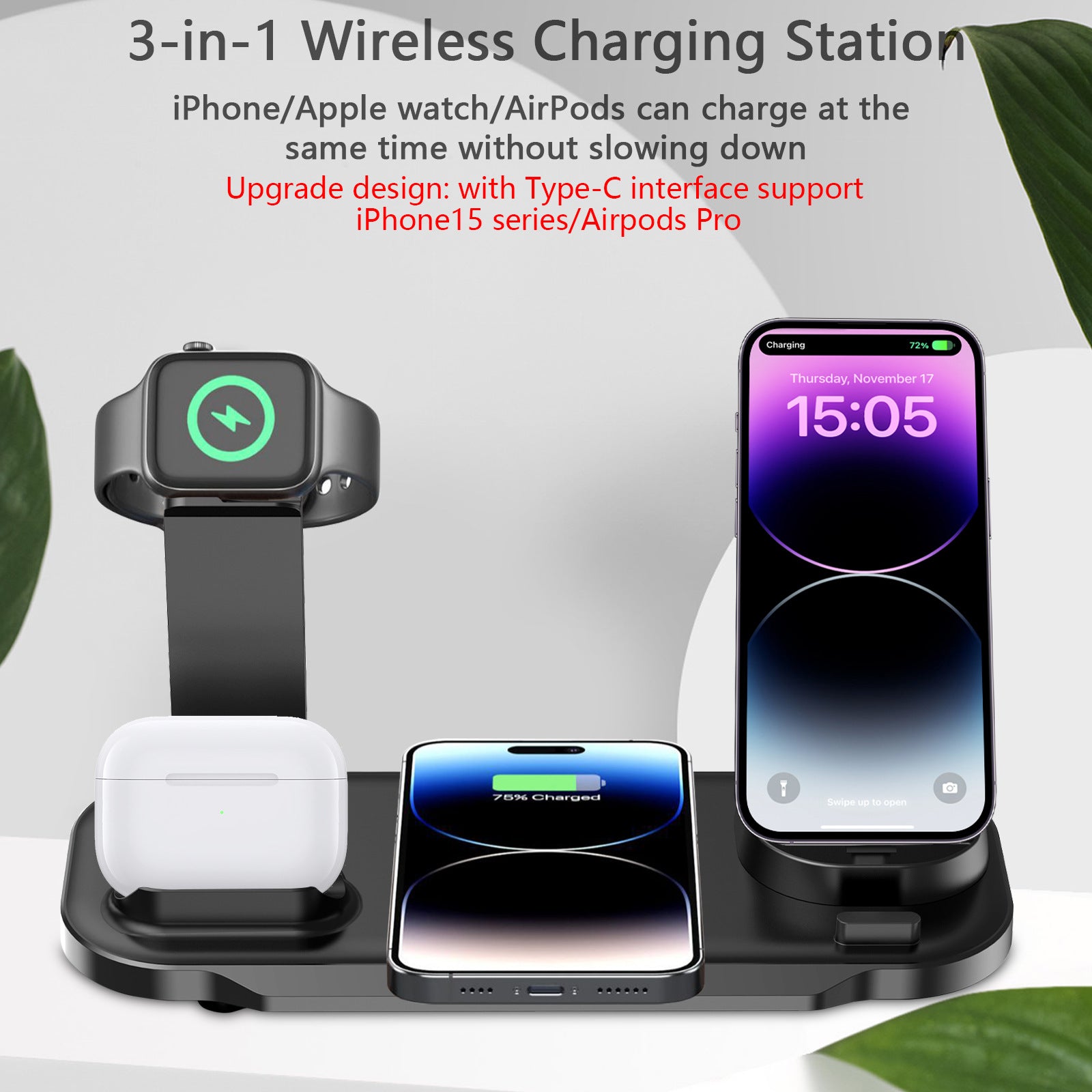 Multifunctional Three-in-one Mobile Phone Watch Wireless Charger