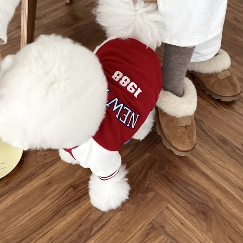 Simple Printed Autumn Pet Baseball Uniform