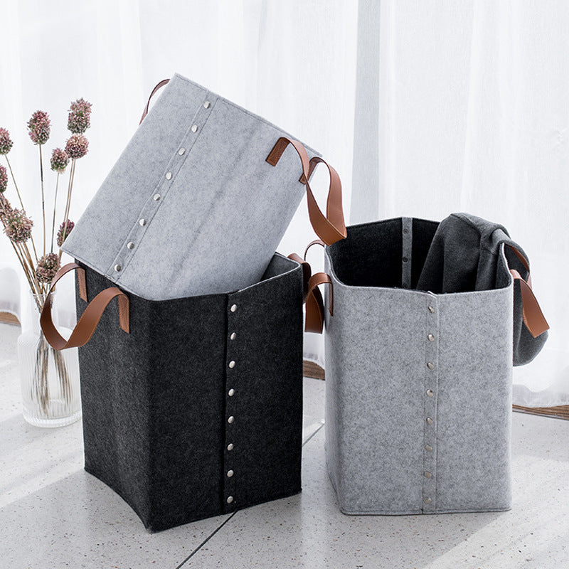 Home Square Felt Dirty Clothes Basket Foldable Large