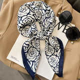 Classic Style Printed Silk Warm Shawl Decorative Hair Band Scarf