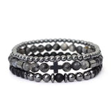 Men's Fashion Natural Lava Tiger-eye Bracelet Suit