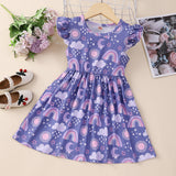 Children Flounced Sleeve Dress Girl Princess Dress