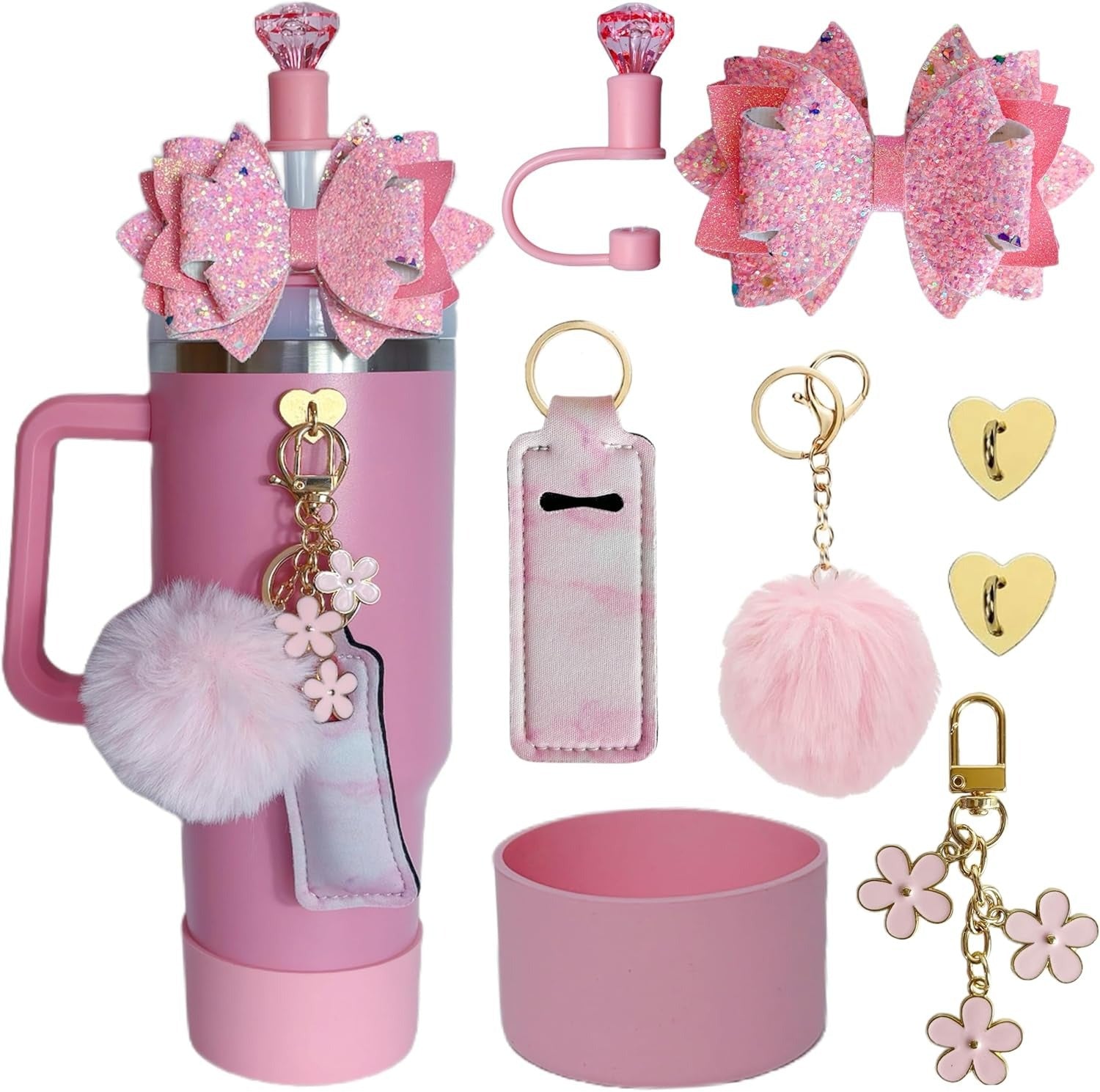 Glitter Bow Decoration Accessories 8-piece Set
