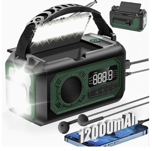 Lighting Large Capacity Hand-cranked Solar Power Emergency Charging Treasure
