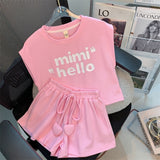 Girls' Exercise Sleeveless Wide Leg Shorts Two-piece Set