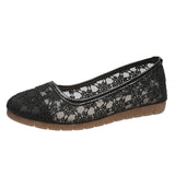 Lace Mesh Hollow Round Toe Shallow Mouth Mom Shoes