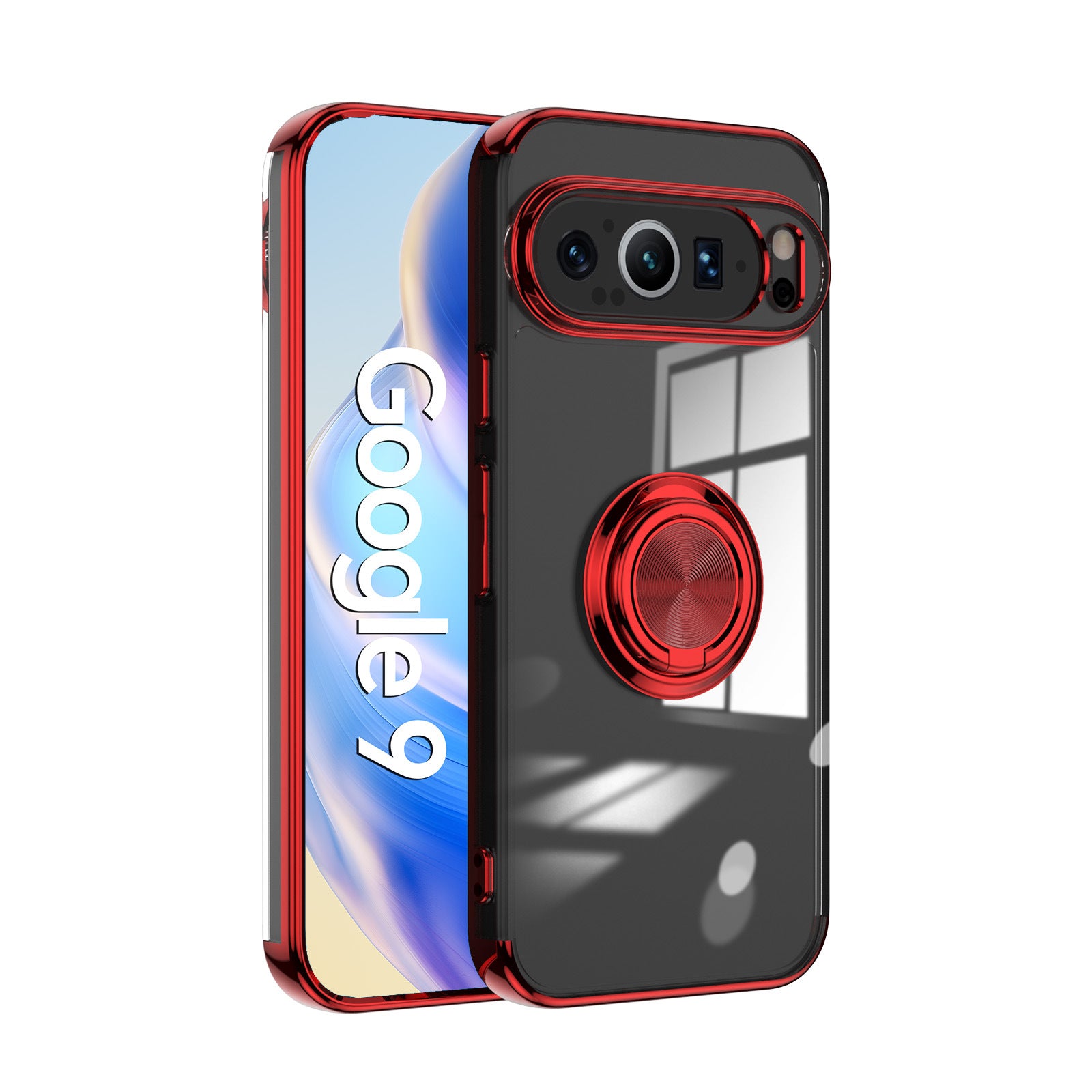 Phone Case Electroplated Silicone Transparent Magnetic Ring Protective Sleeve
