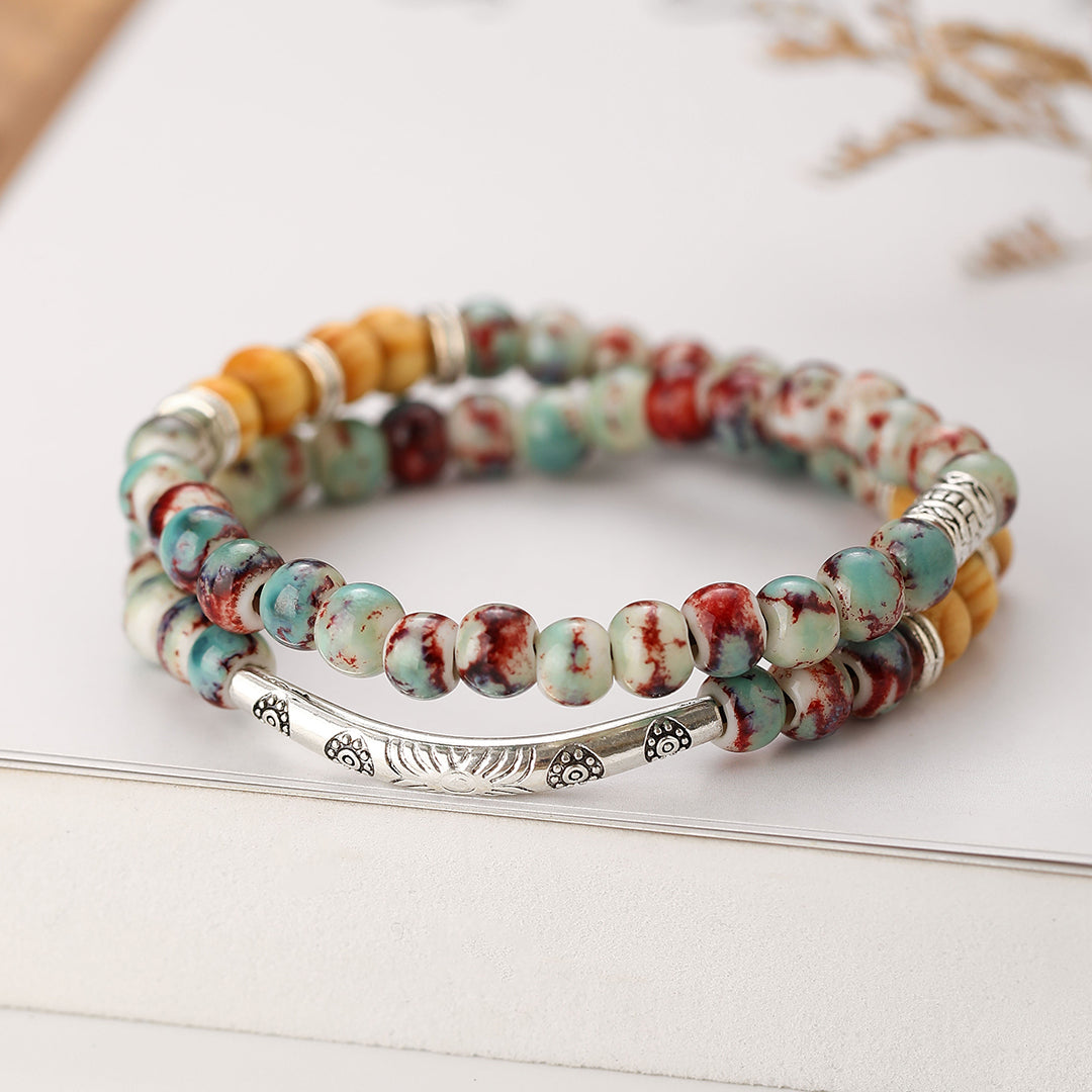 Retro Double-layer Ceramic Bracelet For Women
