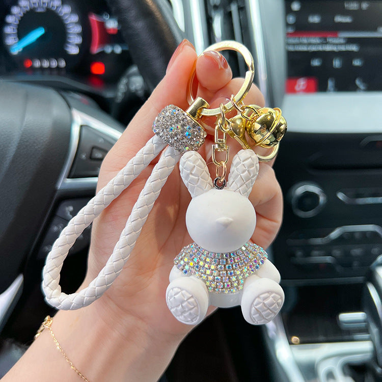 Cute Cartoon Diamond Rabbit Car Key Ring