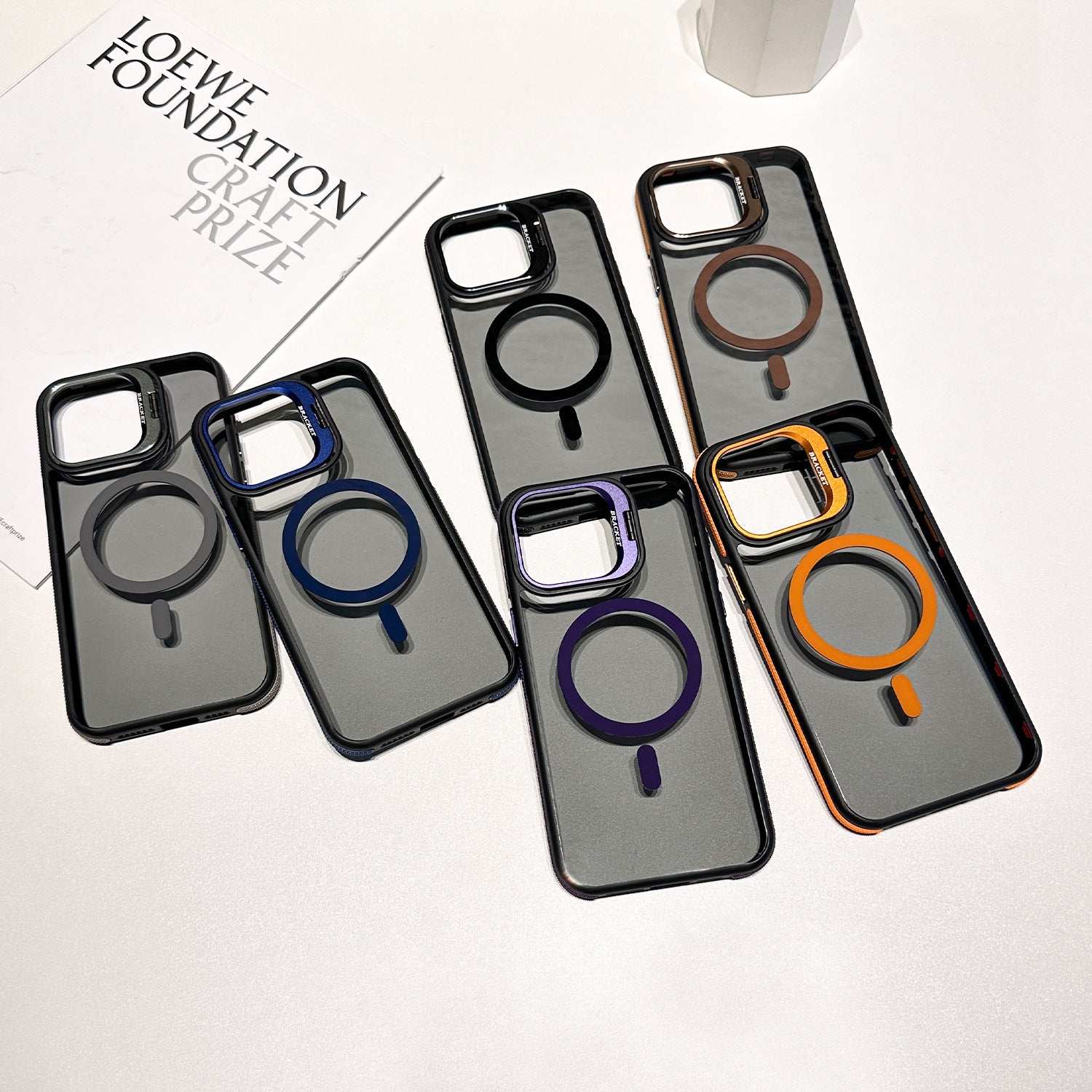 Non-slip Transparent Magnetic Hardware Lens Bracket Phone Case