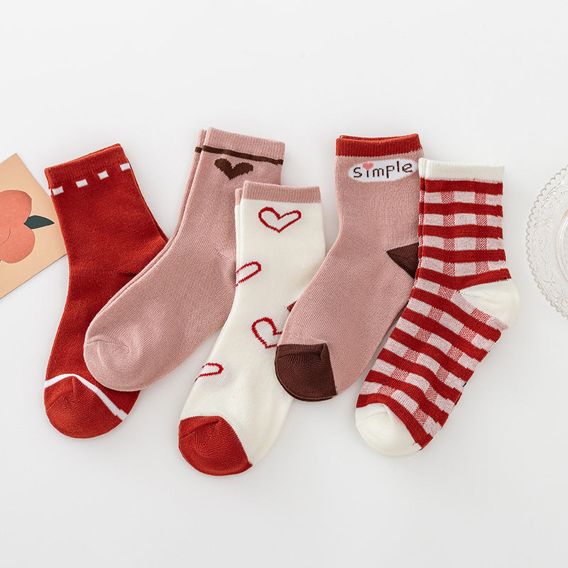 Mid-calf Cotton Boys And Girls Socks Cute And Breathable College Style Baby