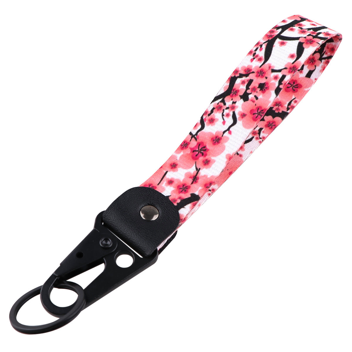 Cherry Blossom Leather Metal Keychains