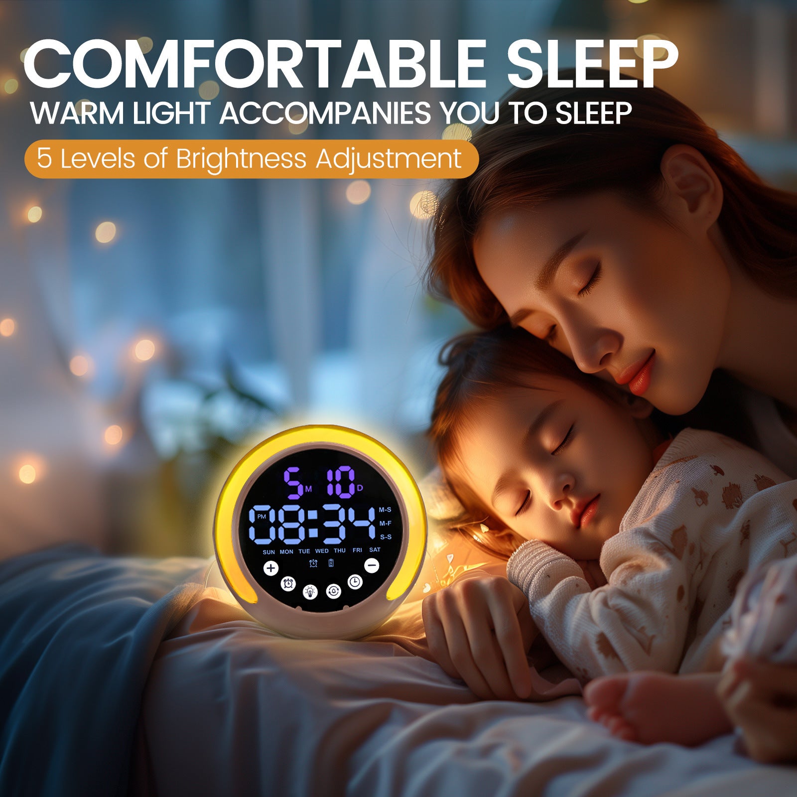 Multifunctional Children's Alarm Clock Night Light RGB With Wake-up Light