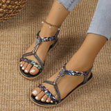 Round Toe Woven Outdoor Flat Sandals