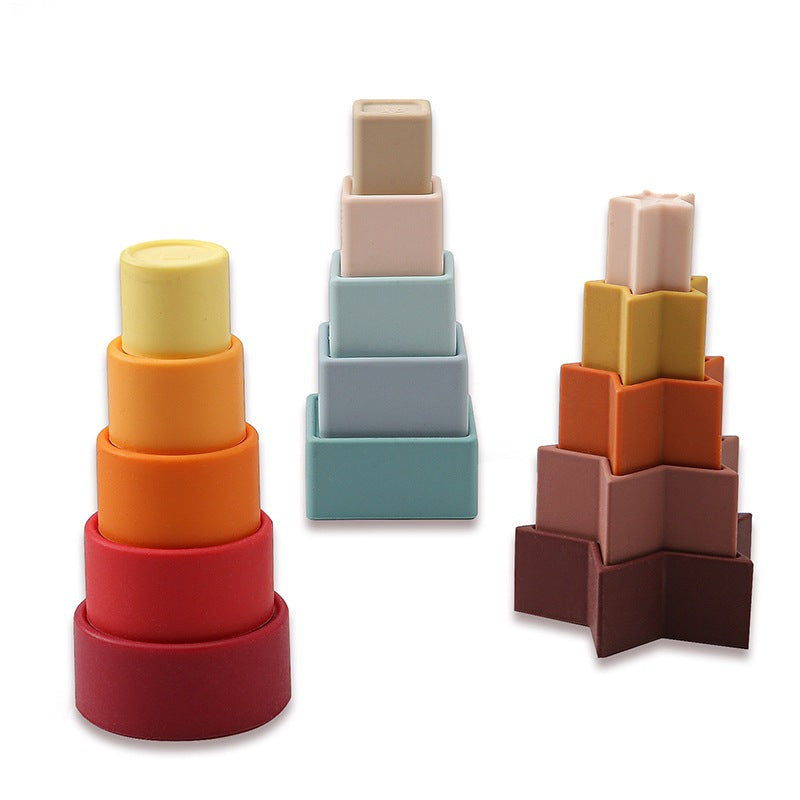 Food Grade Biteable Silicone Toy Puzzle Baby Pile Style Le