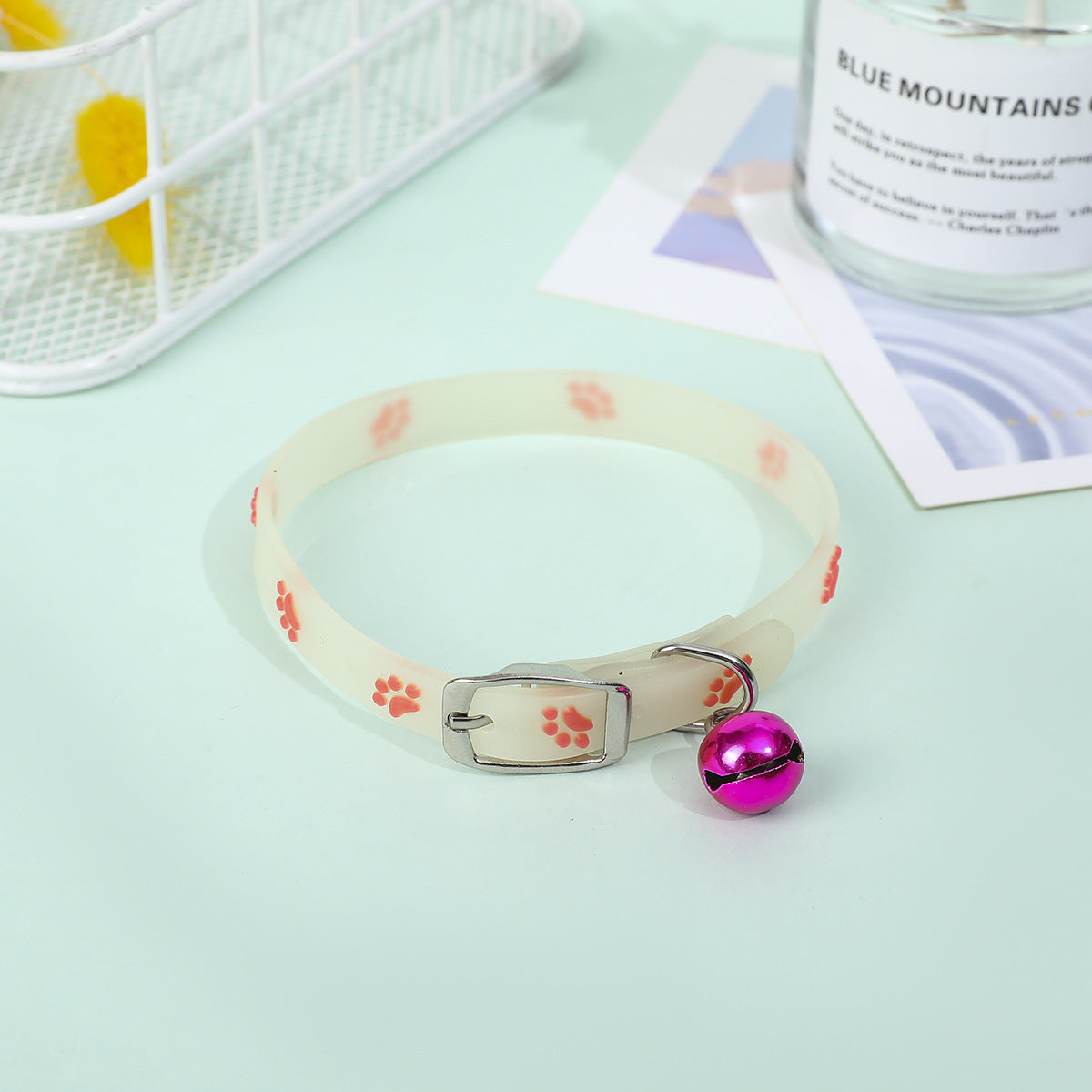 Fluorescent Silicone Footprints Collar Cat