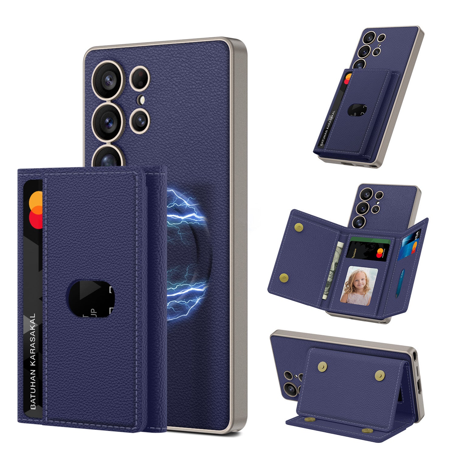 Built-in Wireless Charger Phone Case Magnetic Split Wallet Case With Stand