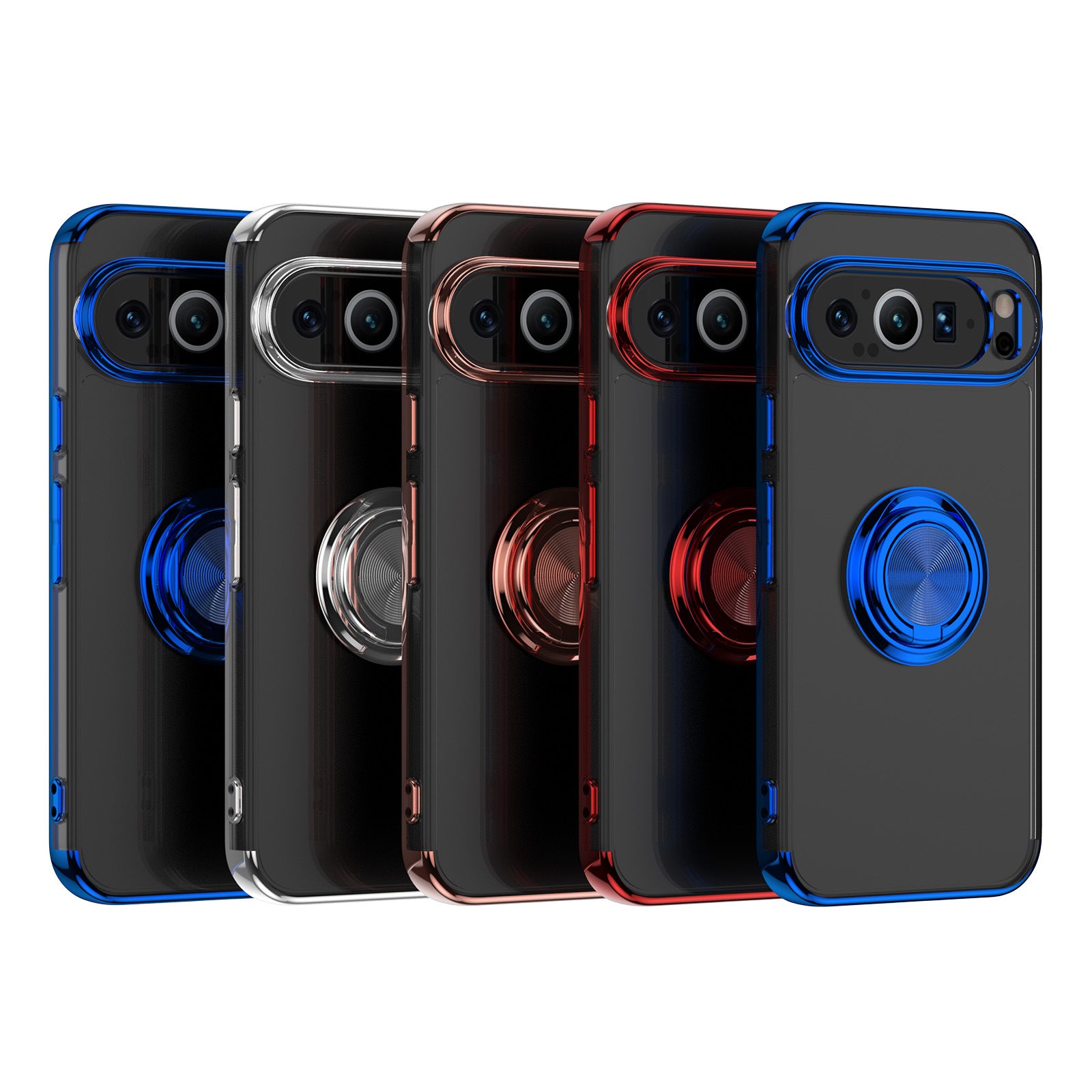 Phone Case Electroplated Silicone Transparent Magnetic Ring Protective Sleeve