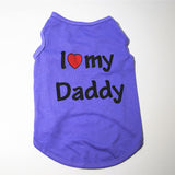 Pet Puppy Clothes Vest Classic Look Love Dad Love Mom