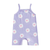 Girls Fashion Flower Print Sling One-piece  Romper