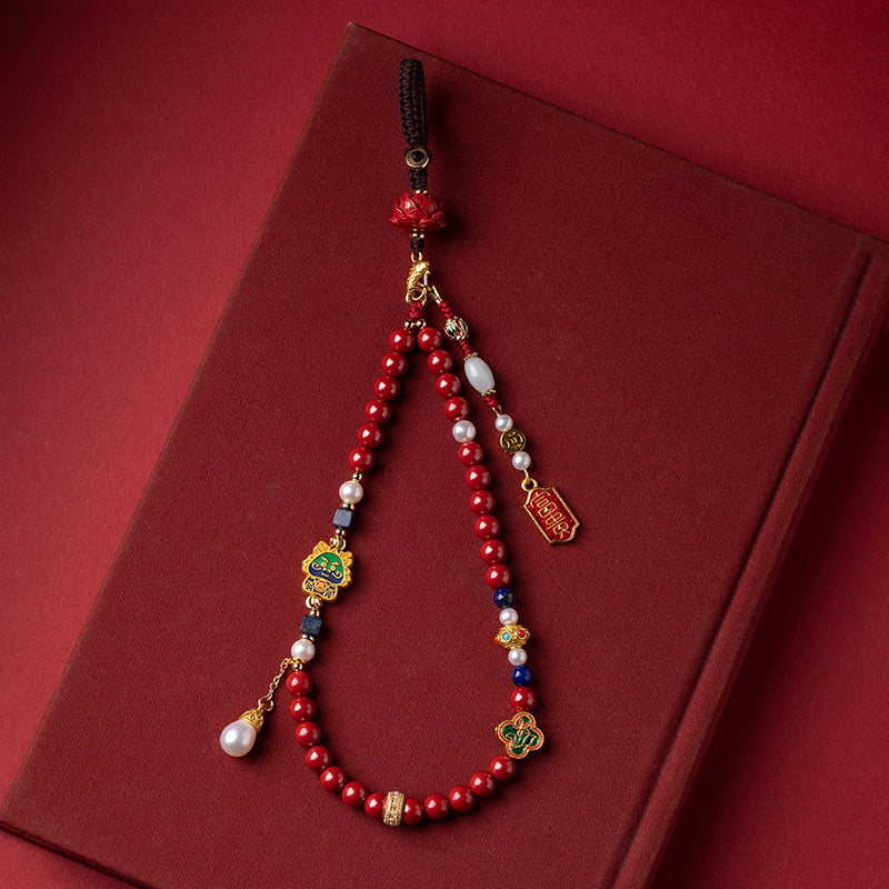 Cinnabar Dragon Mobile Phone Charm Pendant Keychain