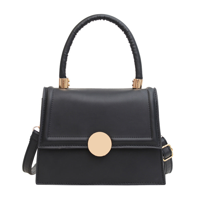 Lock Single Shoulder Crossbody Solid Color Textured Small Square Bag