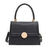 Lock Single Shoulder Crossbody Solid Color Textured Small Square Bag