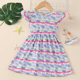 Children Flounced Sleeve Dress Girl Princess Dress