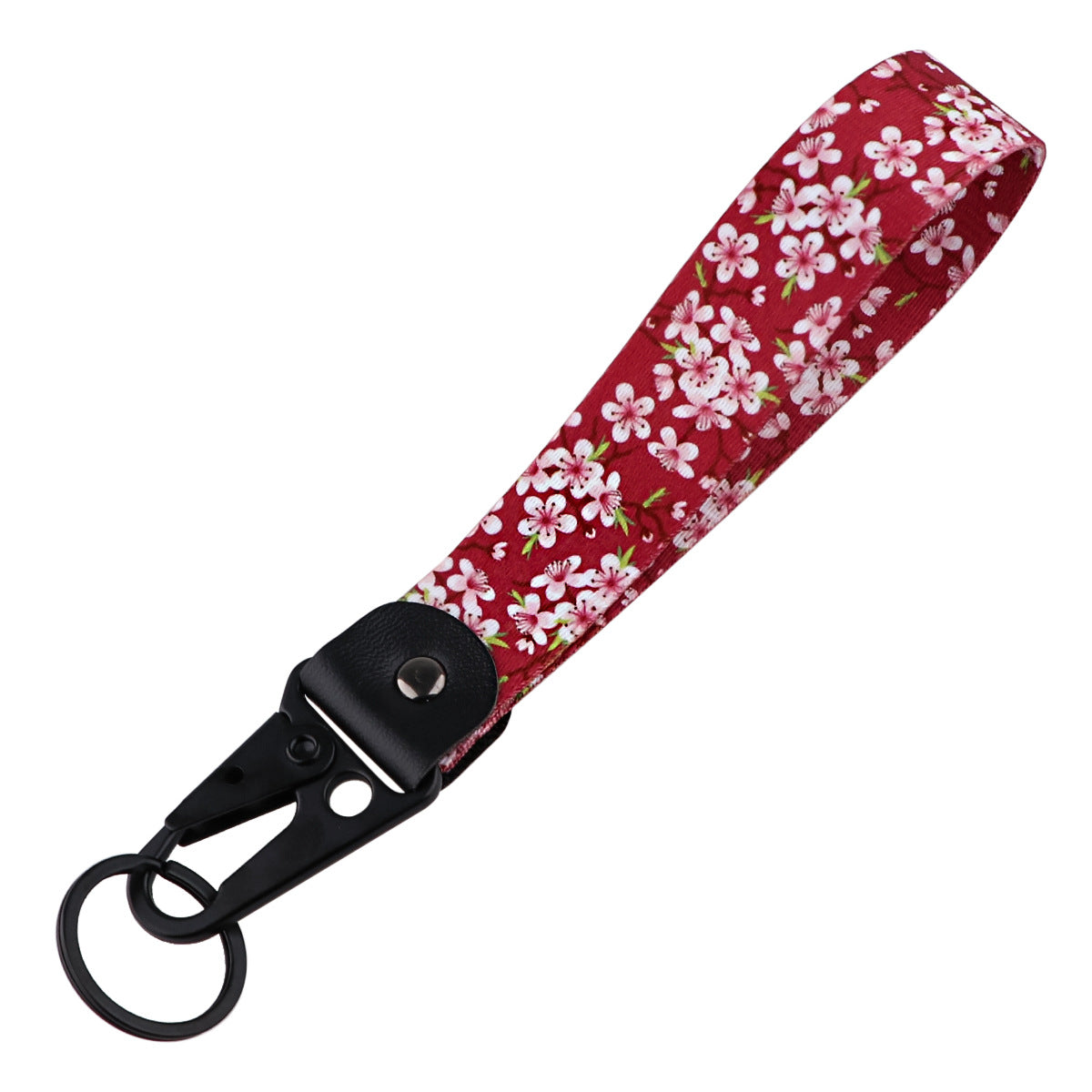 Cherry Blossom Leather Metal Keychains