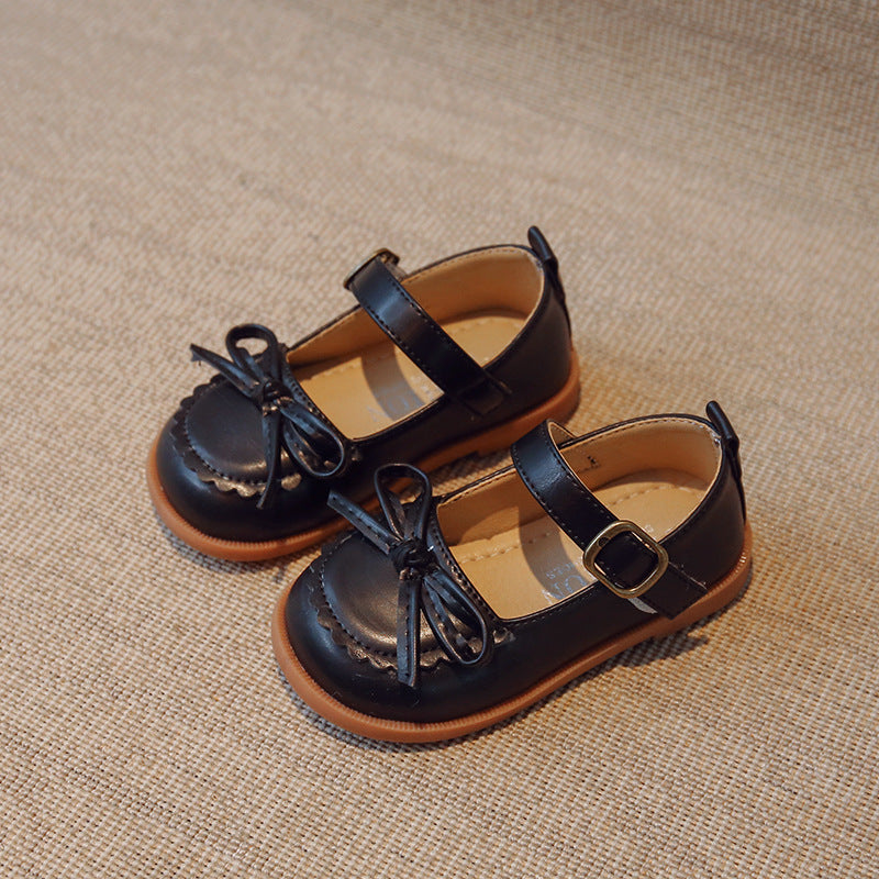Soft Bottom Non-slip Velcro Children's Solid Color Leather Shoes