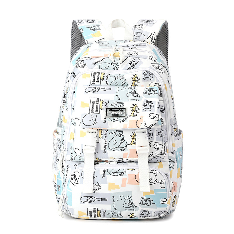 Printed Lightweight Backpack Large Capacity Middle School Student Schoolbag