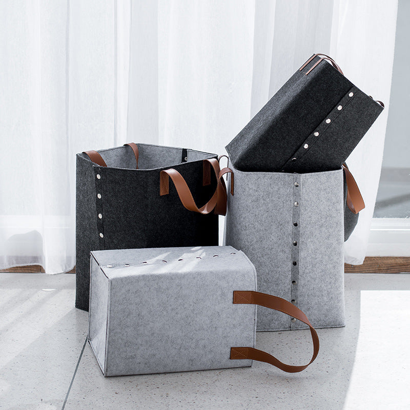 Home Square Felt Dirty Clothes Basket Foldable Large