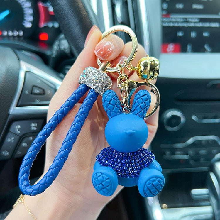 Cute Cartoon Diamond Rabbit Car Key Ring