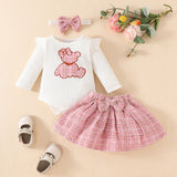 Baby Sunken Stripe Long Sleeve Skirt Suit