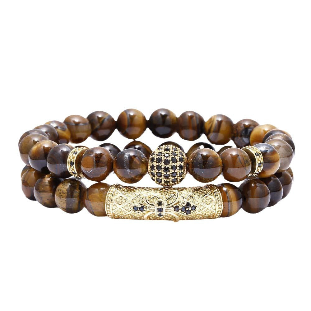 Tiger-Eye Bracelet Men's Versatile Accessories Niche High Sense Ornament Natural Stone Bracelet