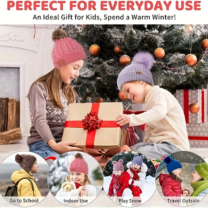 New Children's Boys And Girls Single Ball Double Ball Knitted Hat Scarf Gloves Three-piece Set
