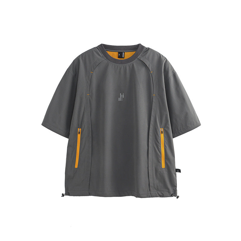 Contrast Color Zipper Breathable Detachable Three-in-one Functional Sweater