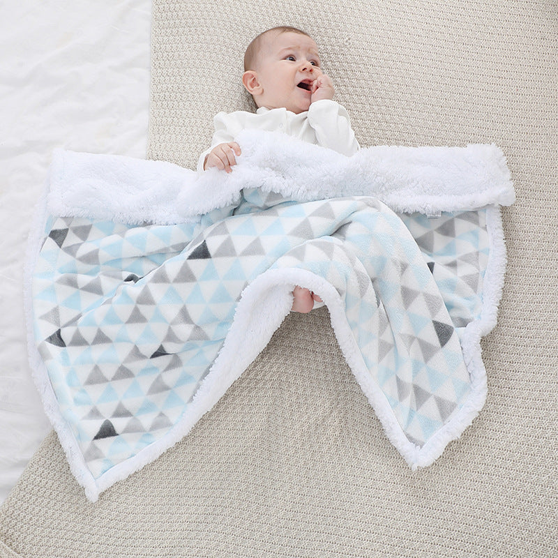 Newborn Autumn And Winter Double Layer Wrapping Blanket Lambswool Folding Edge