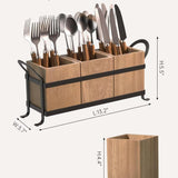 Country Style Cutlery Box Silverware Tableware Stand Compartment Wooden Tableware Storage Box