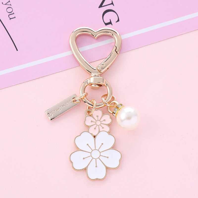 New Two-color Flower Alloy Key Ring Pendant
