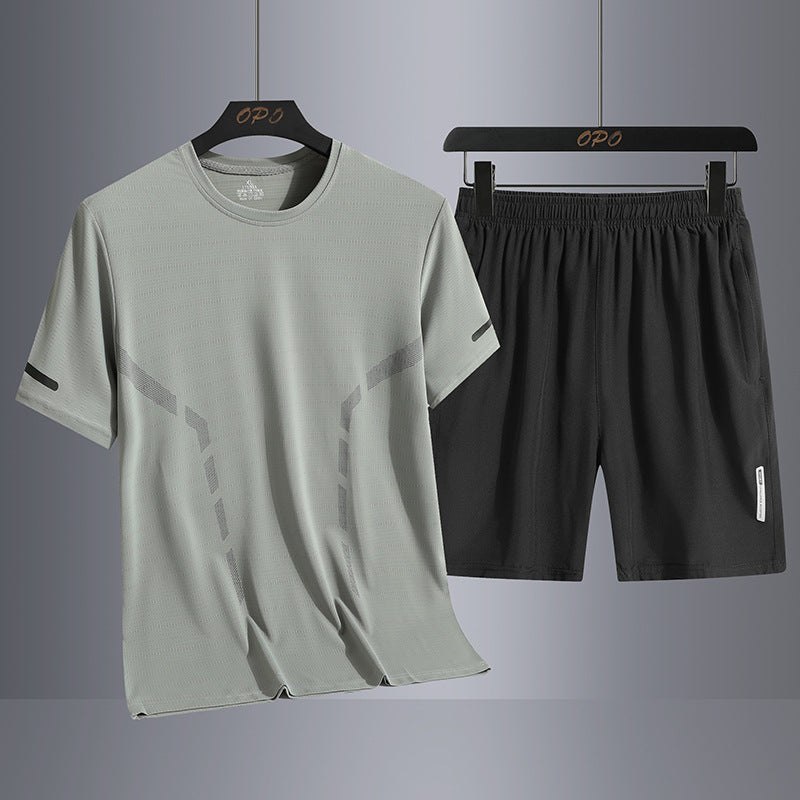 Suit Men's Quick-drying T-shirt Short Sleeve Sports Knee Length Shorts