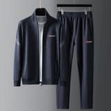 Men's Casual Sports Micro-elastic Baggy Coat Trousers Two-piece Suit