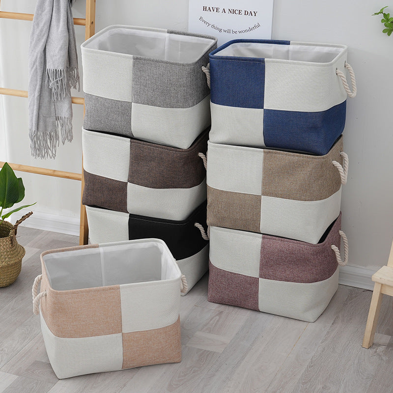 Linen Fabric Large Capacity Square Storage Basket