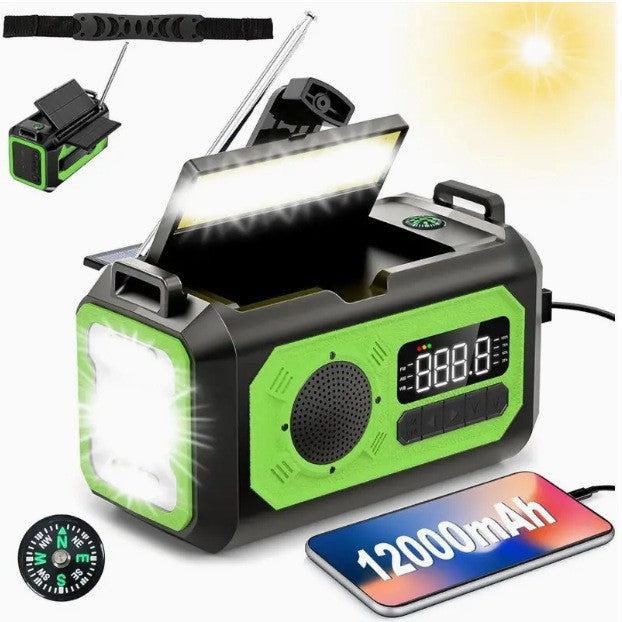 Lighting Large Capacity Hand-cranked Solar Power Emergency Charging Treasure