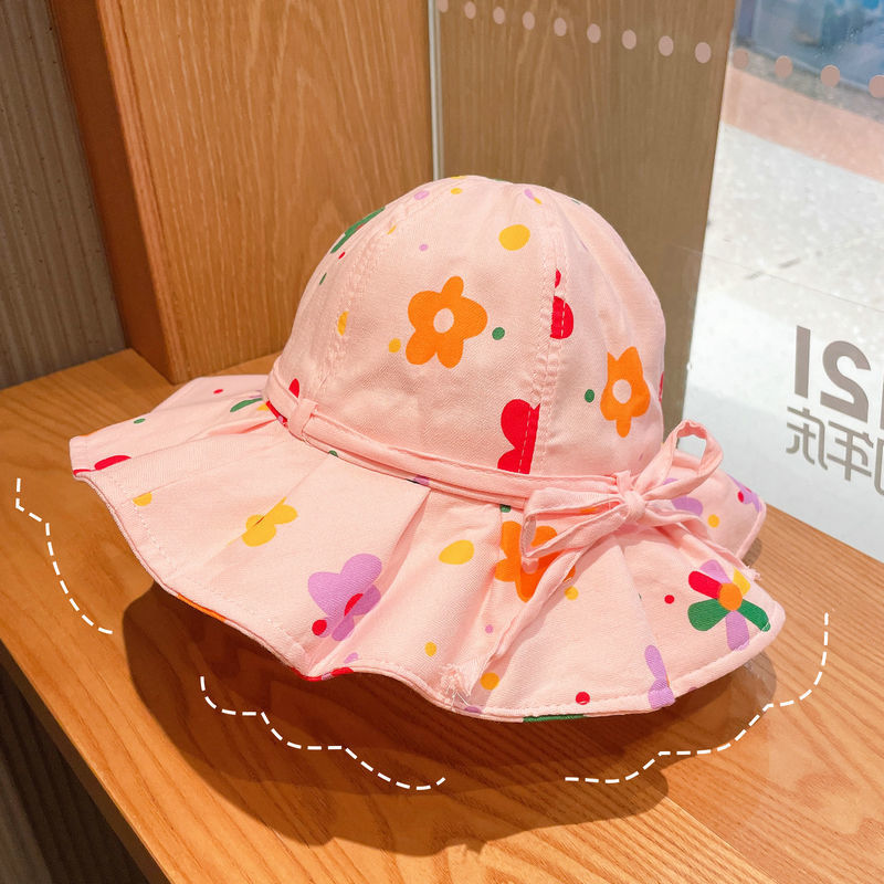 Summer Sunscreen Large Brim Hat Flowers Children's Sun Hat Girls