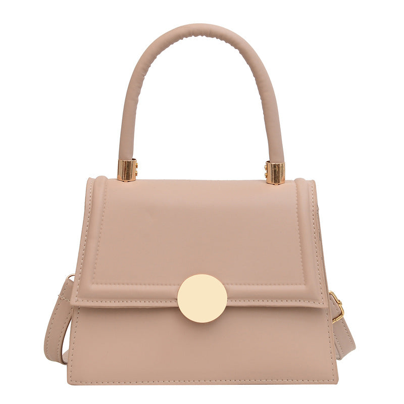 Lock Single Shoulder Crossbody Solid Color Textured Small Square Bag
