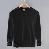 Men's Top Pullover Inner Stretch Rib Round-neck Sweater