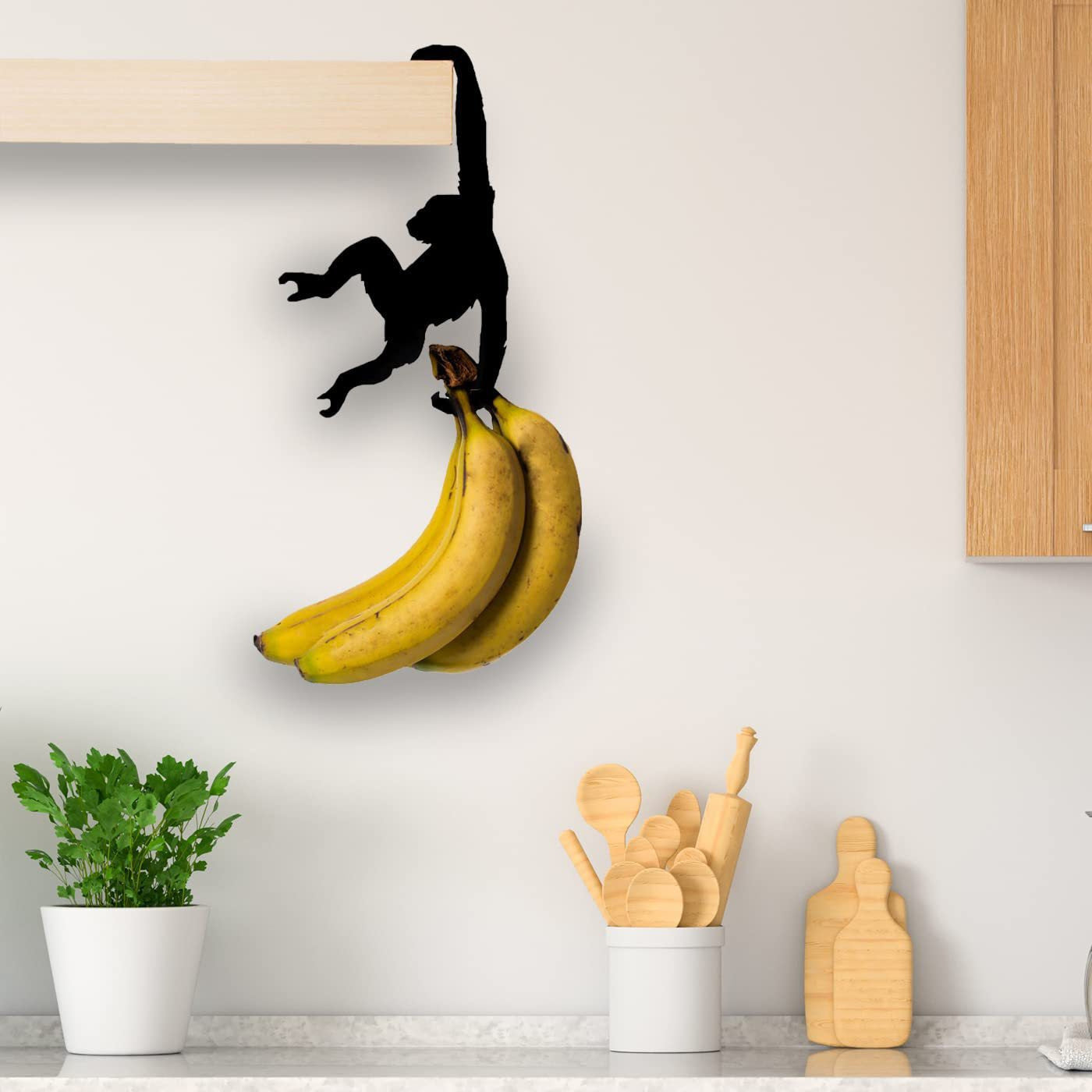 Wooden Monkey Hook Chimp Indoor Wall Decorations Living Room And Kitchen Plastic Bag Cup