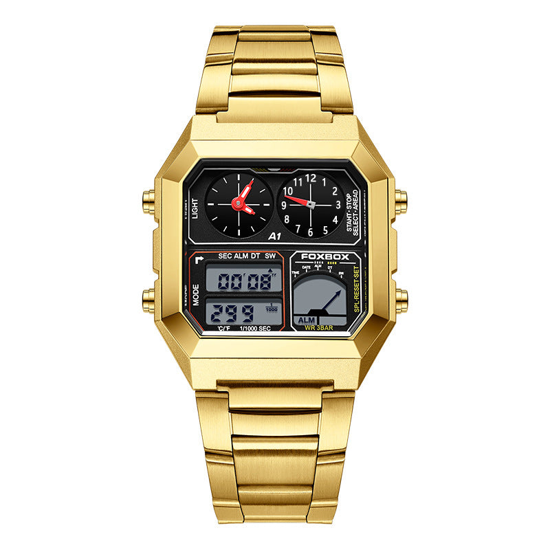 Dual Display Multifunctional Waterproof Alarm Clock Luminous Sports Chronograph Watch